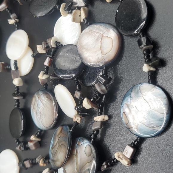 Multi tier sway mother of pearl modern vintage necklace heavy stunning N2838 - Picture 2 of 3